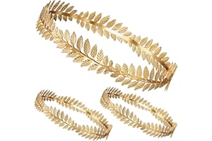 Cindeer 3 Piezas Diadema Romana Corona de Laurel Corona de Hojas Doradas Tocado de Diosa Griega para Mujeres Hombres Accesorios para Fiestas Bodas