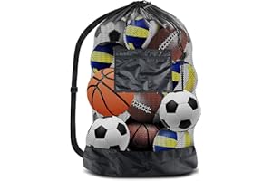 30” x 40” Ball Bags for Football, LIAMGUS Extra Large Drawstring Mesh Bag for Balls, Heavy Duty Training Equipment Bag with Shoulder Strap, for Rugby Volleyball Football Training Equipment(101*76cm)