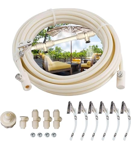 Rafraîchissement Extérieur Système De Brumisation 10m Pour Terrasse Et Jardin - Brumisateur Extérieur Rafraîchissant - Kit Tuyau Avec Buses Laiton Gazebo Giardino