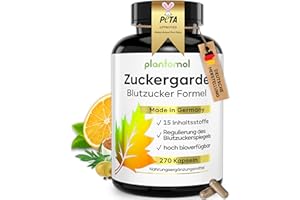 ‎PLANTOMOL 15-fach Blutzucker Komplex mit Kurkuma Olivenblatt OPC Bittermelone schwarzer Kreuzkümmel & Chrom - 3 Monatsvorrat Blutzucker Kapseln - Zuckergarde