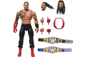 Mattel WWE Ultimate Edition Action Figure & Accessories, 6-inch Roman Reigns Collectible Set, Swappable Heads & Hands, Entrance Gear & 30 Articulation Points, HVF86