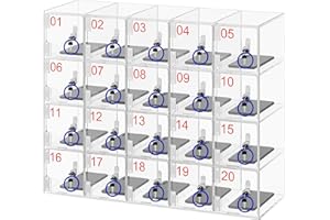 WUDLEP 20 Slots Cell Phone Storage Locker, Clear Acrylic Phone Partitioned Storage Cabinet with Locks and Keys, Wall-Mounted Cabinet Pocket for Classroom, Gym, Office