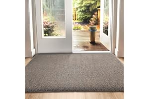 DEXI Felpudo Entrada Casa 60 x 90 cm, Alfombrilla Antideslizante, Lavable a Máquina, Absorbente Alfombra para Puerta Interior y Exterior, Pasillo, Marrón-Azul