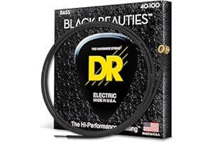 DR Strings BLACK BEAUTIES™ - BLACK Coloured Bass Strings: Light 40-100
