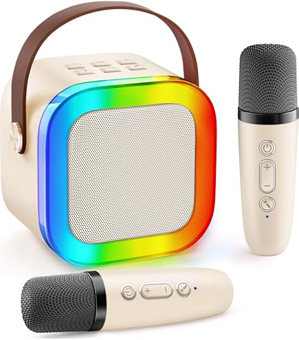 Micro Karaoké Enfant Sans Fil - 2 Micros, Bluetooth, Lumières Colorées, Effets Sonores, Rose, Pour 3-12 Ans