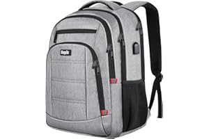 SKAYPIBS Rucksack Herren Damen,Rucksack Schule Laptop Rucksack Schulrucksack Jungen Teenager mit 17.3 Zoll Laptopfach, Wasserdicht Großer Laptoptasche mit USB-Ladeanschluss für Arbeit Reisen Business, Grau