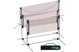 ‎YAKIMZ Yakimz Badmintonnetz, Tennisnetz | 310cm | 410cm | 510 cm | Federballnetz Höhenverstellbar, Federball Netz für Garten, stabilem Gestell mit Transporttasche, Indoor Outdoor Garten
