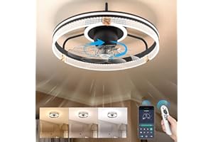 FIMEI 19.33'' Ceiling Fan with Lights and Remote, Ceiling Fan with 3 Light Strips, 6-Speed Reversible Fan & Stepless Dimming Light, Remote Control & APP, Modern Crystal Fan Lighting for Bedroom