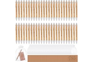 AUGENSTERN 160 Pcs Thank You Gifts for Colleagues Employee Appreciation Gifts Inspirational Bamboo Ballpoint Pens Thank You Motivational Quotes Pens with Organza Bags Thank You Cards Encouraging Pen for Teacher