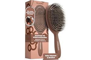 ‎FRAMAR FRAMAR Wildschweinborsten Bürste Damen - Haarbürste Wildschweinborsten, Naturhaarbürste Damen, Sleek Bürste Haare, Haarbürste Naturborsten, Boar Bristle Brush, Haarbürsten,Hair Brush –Schokolade