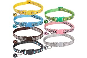 Bigqin Confezione da 7 Collari per Gatti con Campanelli, Collari per Gatti Riflettenti Regolabili, Collare per Gatti Anti Soffocamento, Forniture per Animali Domestici, 7 Colori