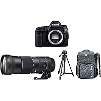 Canon EOS 5D Mark IV 30.4MP DSLR Camera (Body) + Sigma 150-600mm f/5-6.3 DG OS HSM Contemporary Lens + Digitek 550LW Tripod + Arctic Fox Camera Bag with Lens, 15.5" Laptop & Tripod Holder