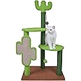 NeoStyle Cactus Cat Tree for Indoor Cats,Cat Tower with Sisal Covered Cat Scratching Post, Cozy Condo, Plush Perches and Fluffy Balls,Cute Cat House Furniture (3-layers(Cat Scratcher))