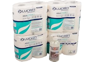Axis Line Lucart Aquastream Lot de 4 rouleaux de papier toilette auto-dissolvant + savon crème liquide doux 500 ml