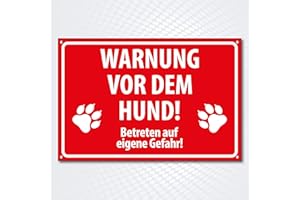 ‎PG PICO SIGNS SCHILDER UND MEHR Hochwertiges Schild " WARNUNG VOR DEM HUND " 300 x 200 mm rechteckig | Betreten auf eigene Gefahr | Rot