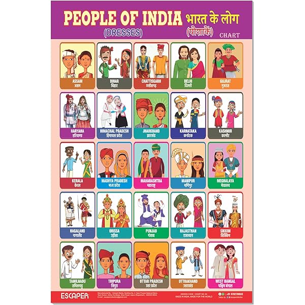 TEACHINGNEST Dresses of India Chart Wall Chart