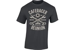 BADDERY T-Shirt: Cafe Racer Reunion - Moto Tee-Shirt - Motard - Biker - Motocycle - Chopper - Motocycliste Idée Cadeau - Homme-s Femme-s - Anarchy - Bikeur - Vintage - Ride-r - Mécanicien