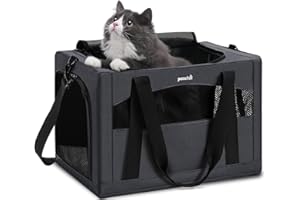 pecute Sac de Transport pour Chat, Cadre Ultra Stable, Pliable, Sac Transport Chat Portable, Écurie Sac de Transport pour Chiens de Compagnie Convient pour Les Voyages et Les Sorties, Gris Foncé