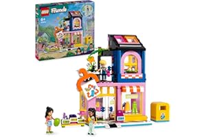LEGO Friends La Boutique de Vêtements Vintage, Modèle à Construire avec Les Mini-Poupées Olly, Liann et Jordin et Une Figurine Animale de Chat, Cadeau pour Enfants, Garçons et Filles Dès 6 Ans