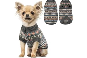 Hjumarayan Pull Chien Petite Taille - Pull Noel Chien Stretch Sweat avec Col Rond, Finition Bord Côtes, Pull-Overs Chaud pour Chihuahua Yorkshire, Vetement Epais pour Automne Hiver (Gris S)