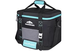 INSMEER Nevera grande de 40 L, 60 latas, plegable, con parte superior dura de EVA para bebidas, bolsa térmica térmica para camping, playa, viajes