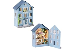 CUTE-Eyfud DIY Miniature Dollhouse Kit – 1:24 Scale Wooden Mini House with LED Lights & Furnishings, Relaxing Craft Kit for Adults & 14+, Great Birthday (Molan House)