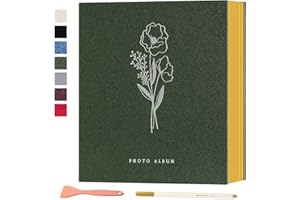 Lanpn Álbum de fotos autoadhesivo, álbum de fotos de lino, páginas magnéticas adhesivas, capacidad para diferentes tamaños de 10x15cm 13x18cm A5 (Pequeñas-20 hojas/40 páginas, verde)