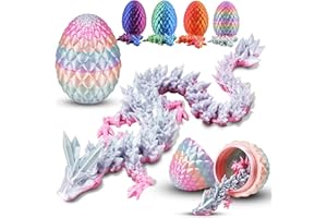 Cheloveer 3D Drache im Ei 35cm 3D Drucker Drache Home Office Dekor Executive Schreibtisch Spielzeug 3D Drachen Drachenei mit Drache für Kinder Erwachsene （Regenbogen）-L