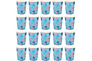 SAVITA 20pcs Hawaiian Party Paper Cups, Hibiscus Paper Cups with Coconut Tree and Palm Leaves Patterns Birthday Decorations for Cartoon Theme Party Supplies(Style 1)