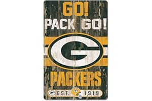 Wincraft NFL Schild aus Holz Green Bay Packers Holzschild Wood Slogan Go Pack Go