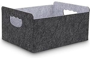 BEHONA Filzkorb Aufbewahrungskorb aus Filz, Organizer Box für Schrank & Regal, Faltbarer Aufbewahrungskorb, Filzbox für Zuhause und Büro, Schwarz-grau (1 Stück)