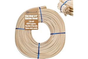 UNIQANTIQ HARDWARE SUPPLY # 3-1/4" Flat-Oval Reed | 1 Pound Coil | Rattan Reed for Basket Weaving and Wicker Furniture Making | Basketry, Wicker Weaving and Wicker Repair Supplies | UA-14FOR