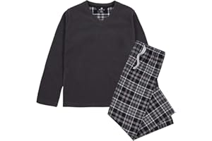 Style It Up Pigiama per ragazzi/bambini tinta unita a maniche lunghe top & pantaloni a quadri/fondo per bambini morbido pile invernale caldo grande regalo di Natale/pigiama partito/campeggio