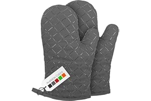 RADIANT TECH Oven Gloves Heat Resistant Double Sided Non Slip Silicone Oven Mitts for Grilling Cooking Baking Barbecue - Silicone 1 Pair, Grey Christmas Oven Gloves