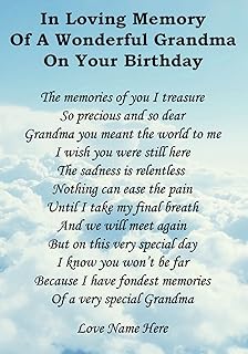 Happy Birthday Grandma Memorial Graveside Poem Keepsake Card Includes Free Ground Stake F121 Amazon Co Uk Kitchen Home