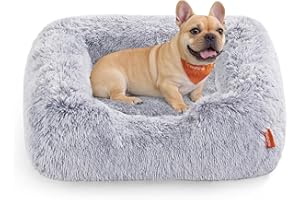 Feandrea Panier pour Chien, Taille Moyenne, Lit pour Animaux, 71 x 55 x 18 cm, Coussin, Canapé, Rembourrage Doux, Bords Surélevés, Housse Amovible et Lavable, Antidérapant, Gris Ombré PGW271G01