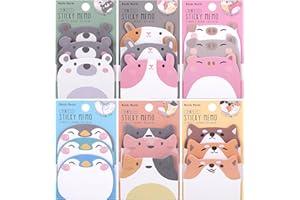 ‎JIANTA JIANTA 6 Blöcke Notizzettel, 18x süße Haftnotizen selbstklebend, 270 Zettel Tier Thema, Bunte Klebezettel zum Lernen und Markieren, kleine Geschenke für Kinder