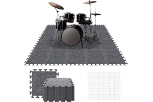 LITLANDSTAR 20 Pieces Sound Absorbing Interlocking Floor Mats, 11.8 x 11.8 x 0.4 inches High Density Felt Soundproof Panels Non-Slip Anti Vibration Puzzle Acoustic Panels Piano Carpet Drum Rug, Grey