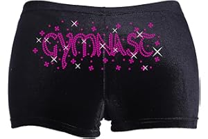 CRYSTALSRUS Varsany Gymnast Dance Wear Shorts - Leotard Black Hipster Velvet - Stretchy, Breathable Black Dancing Shorts for Girls Size 3-14 Years