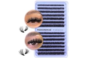 Fluffy Cluster Lashes 60D+80D Thick Individual Eyelashes D Curl Wispy Lash Clusters Individual 10-18mm Russian Eyelash Extension 280pcs Fake Eyelash Clusters DIY Flat Lash Extensions by TOOCHUNAG