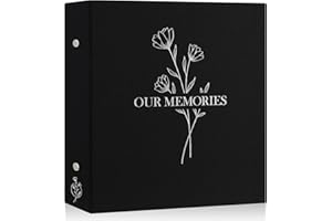 Lanpn Photo Album 6x4 Slip in, OUR MEMORIES Linen Extra Large Capacity 1000 Pockets Photo Albums Holds Landscape and Portrait 10x15cm Picture Black