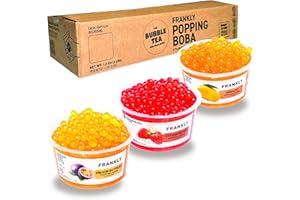 FRANKLY - Mix Perle Bubble Tea - 3x450g Popping Boba | barattoli da 450gr - Per Bubble Tea, Yogurt, Torte e Dolci (Fragola, Mango, Frutto della passione)