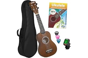 CASCHA Soprano Ukulele Linden Set (incl. incl. 4 languages Method (DE/EN/FR/ES), Bag unpadded, 3 Picks, Tuner) **