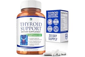 1 BODY Thyroid Support Supplement for Women and Men - Energy & Focus Formula - Vegetarian & Non-GMO - Iodine, Vitamin B12 Complex, Zinc, Selenium, Ashwagandha, Copper, Coleus Forskohlii, & More 30 Day Supply