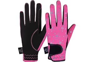 AFE Guantes para niños para niñas y niños, unisex, guantes de equitación al aire libre, guantes de deporte, guantes de ciclismo, guantes para niños, color negro, azul, rosa, diseño de estrella