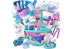 GirlZone Geschenke für Mädchen Überraschungs-Ei Meerjungfrau Glitzer Slime Set für Mädchen, Crystal, JellyCube, Wolken Schleim im Dunkeln zum Selbermachen mit Glitzer