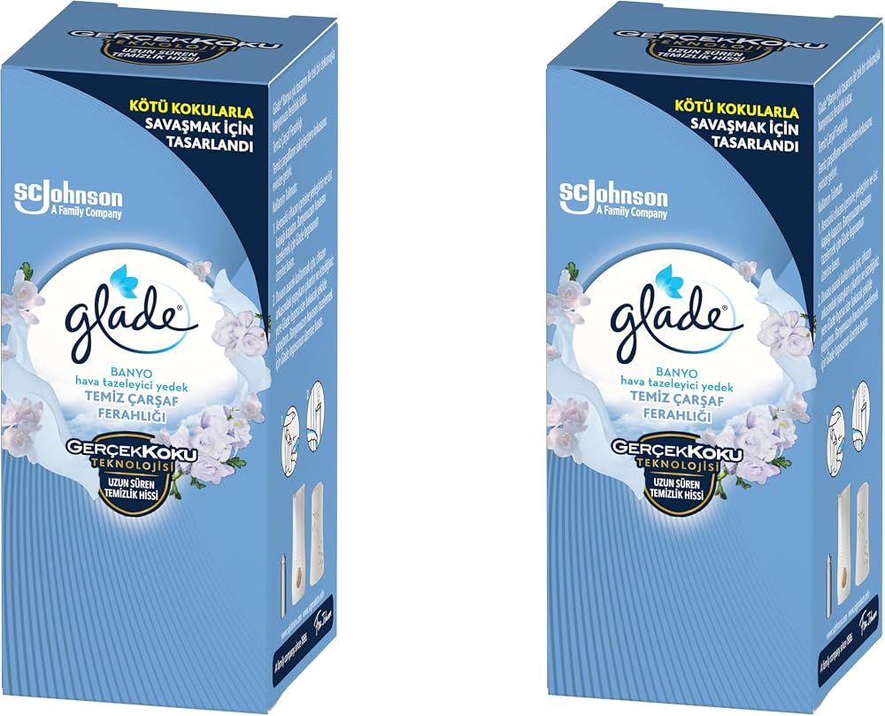 Glade Banyo Hava Tazeleyici Yedek Temiz Çarşaf Ferahlığı, 10 ml, Beyaz (2 paketi)