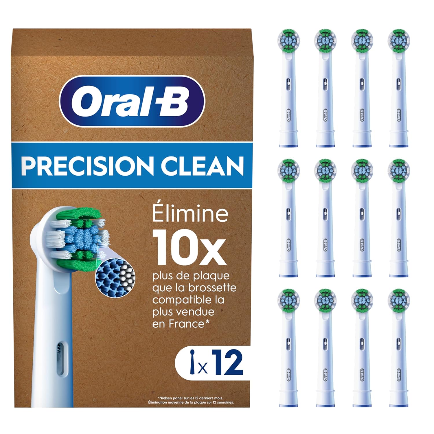 Oral-B Pro Precision Clean Tandenborstelborstels, 12 stuks, geschikt voor brievenbus | Oral B Pro elektrische tandenborstelvullingen, 3 soorten filamenten voor nauwkeurig poetsen