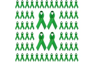 WANDIC 200pcs Épingles en Satin Ruban Vert Épingles à Ruban de Sensibilisation au Cancer du Foie et à l'environnement Épingles de Sensibilisation à la Santé Mentale Broche Espoir avec Boîte, 7.5cm