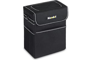 K KNODEL Car Rubbish Bin, Waterproof Car Bin with Lid, Car Garbage Bag Hanging, Leak-proof Car Storage Bag (Black, Large)